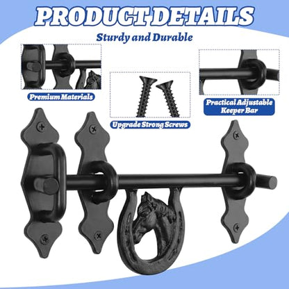 LEIFIDE Horseshoe Door Latch Heavy Duty Steel Barn Stall Door Latch Left and Right Side Doors Latches for Sliding Barn Doors Vinyl Fence Shed