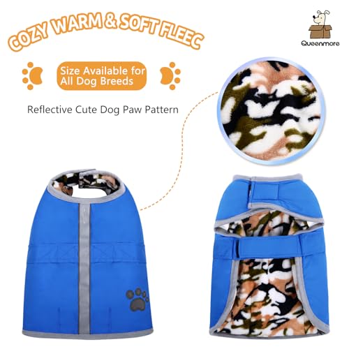 Queenmore Cold Weather Dog Coats Loft Reversible Winter Fleece Dog Vest Waterproof Pet Jacket Available in Extra Small, Small, Medium, Large Extra Large Sizes - color: Blue, size: X-Small