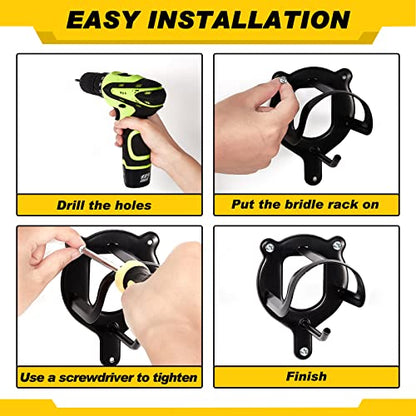 Dunzy 6 Pcs Bridle Hook Metal Holder Wall Mount Horse Barn, Black - color: Black
