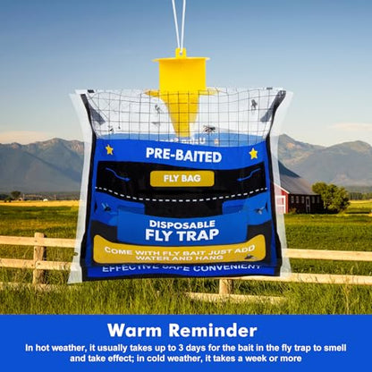 8 Fly Traps Outdoor Hanging Disposable, Fly Bags for Outside, Fly Bait Bag Hunter Traps Control Insecticides Insect Repellents Outdoor, Ranch Fly Traps for Mosquitoes Carpenter Bees Wasps
