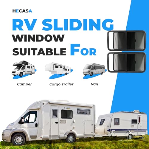 HECASA RV Window 42" W X 22" H Teardrop Horizontal Sliding Window W/ Trim - size: 42" W x 23" H