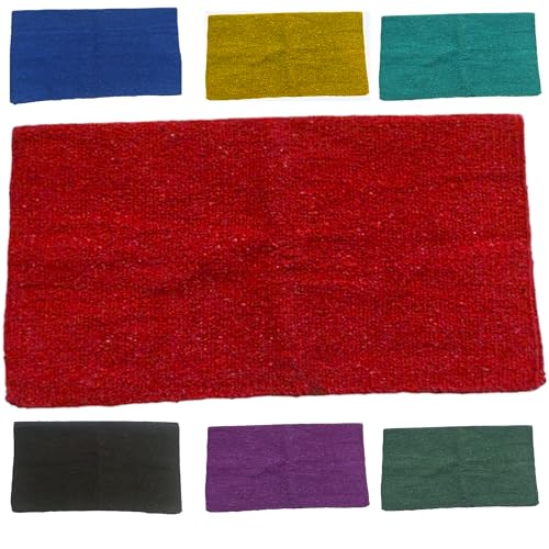 Majestic Ally Solid Color 34"x 36" Traditional Acrylic Saddle Blanket with Hemline Edges-3.7 lbs (Red) - color: Red