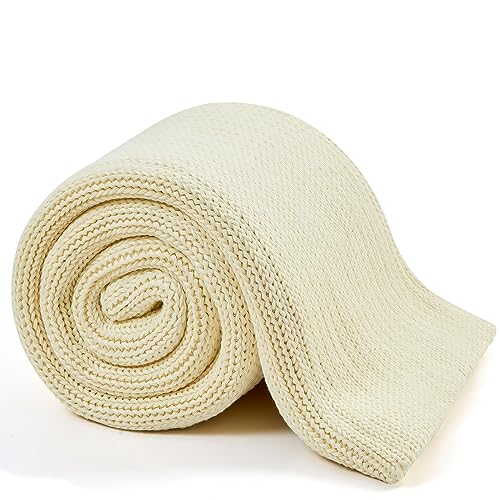 L'AGRATY Knitted Weighted Blanket 48"x72" 15lbs for Adults Cooling - color: Cream White, size: 48" x 72" | 15 lbs