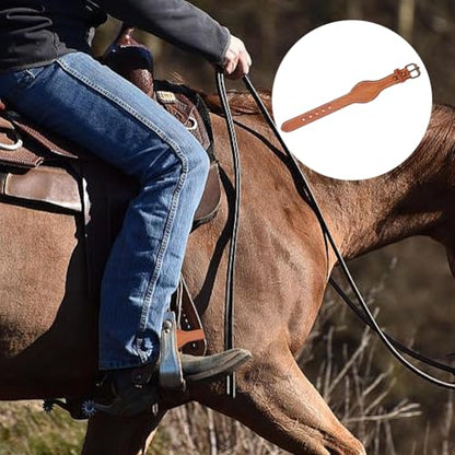 2PCS Genuine Leather Contoured Horse Hobble Strap Western Saddle Stirrup Replacement Hobbles with Buckles Brown Cowhide Leather Heavy Weighted Harness Buckle Closure for Horse