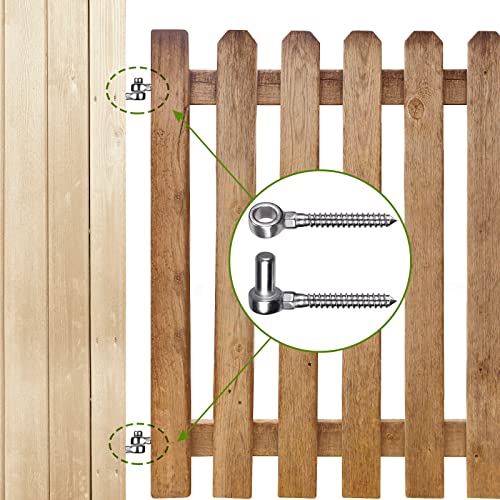 Insaga Cast 304 Stainless Steel Heavy Duty Gate Hinges, 2Pack Gate Hinges Heavy Duty, M12 Hook and Eye Hinges, Partial Thread Gate Bolt Hook, Wood Gate Hinge for Farm, Fence Gates - color: M12 Hook and Eye Hinge-2Pair