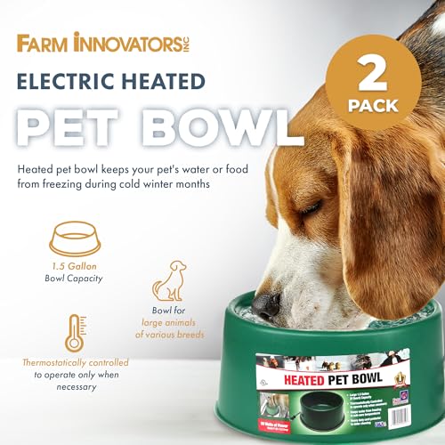 Farm Innovators Heated Pet Water Bowl, 60W, 1.5 Gallon - size: 6 Qt