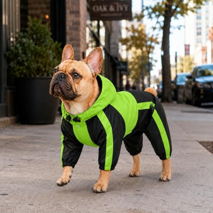Lovelonglong Dog Hooded Raincoat, Small Dog Rain Jacket Poncho Waterproof Clothes with Hood Breathable 4 Feet Four Legs Rain Coats for Small Medium Large Pet Dogs Green L-S - color: Green, size: L-S (Medium Dog ~30lbs)