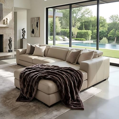Mon Chateau 60" x 70" Hearthside Faux Fur Throw Blanket, Chestnut Square | Cozy Layer Comfort For Couch, Bed Or Chair. Lightweight Polyester Fabric With Easy Machine Wash Care - color: Chestnut Square