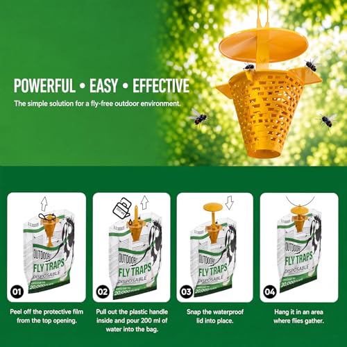 Elasound Fly Traps Outdoor 6 Pack -Water Activated Hanging Fly Traps - size: 6Pack