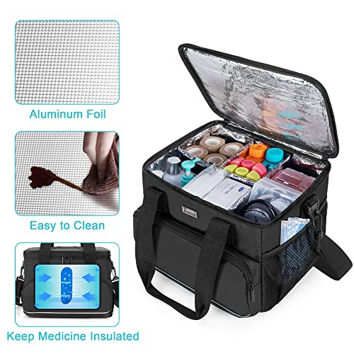 Trunab Insulated Medical Bag with Dividers, Medicine Pouch, Black - color: Black, size: Large