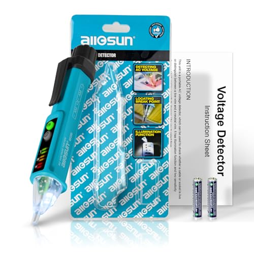 allsun Non-Contact AC Voltage Tester Pen 12-1000V, Dual Sensitivity & LED Flashlight, Live/Neutral Wire Breakpoint Finder, Auto Power-Off, Electrical Circuit Detector for Outlets, Wires, Breakers - style: GK28B NOT buzzer and LED
