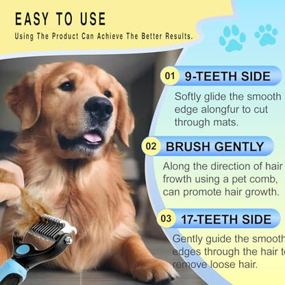 Dog Grooming Rake, Dog Brush for Shedding for Dogs and Cats - color: Blue