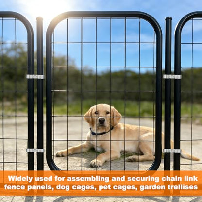 HARFINGTON 2pcs Chain Link Fence Panel Clamps 5/8" Stainless Steel Dog Kennel Clamps Fence Connector Temporary Dog Cage Hardware Parts with Bolts and Nuts for Round Pipe Panel - size: 5/8"