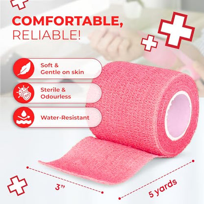 Ever Ready First Aid Self Adherent Cohesive Bandages 3" x 5 Yards - 6 Count, Rainbow Colors - size: 6 Count (Pack of 1)