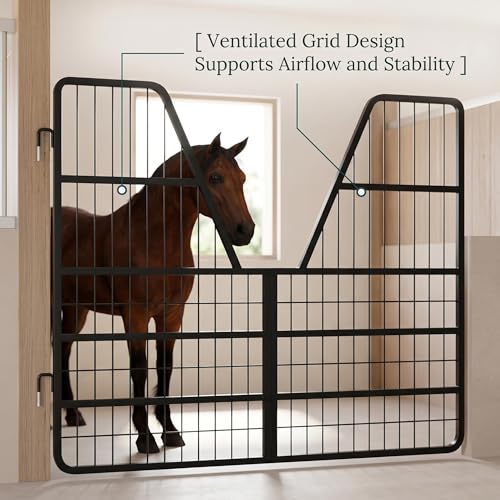 52 x 42in Horse Stall Door with Welded Steel Frame, Heavy Duty 0.8in Horse Stall Gate, Two-Way Opening Stall Guard for Horses, Stronger Stall for Stable Safety, Farms, Barn and Equestrian Accessories