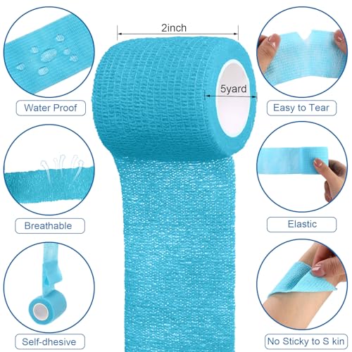 Treela 64 Pack 2" X 5 Yards Cohesive Bandage Wraps, Elastic Tape - color: Colorful, size: 2 Inch X 5 Yard