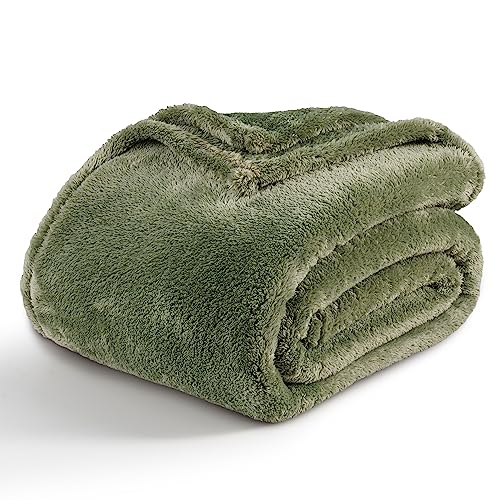 Berkshire Blanket Classic Extra-Fluffy™ Plush Throw Blanket, Soft Fuzzy Fluffy Long Hair Throw Blanket for Couch Sofa Bed, Dark Sage Green, 50x60 Inches - color: Dark Sage Green, size: Throw/Throw XL