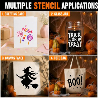 25 Halloween Face Stencils for Pumpkin Masks, Treat Bags, and Party Crafts - color: Halloween