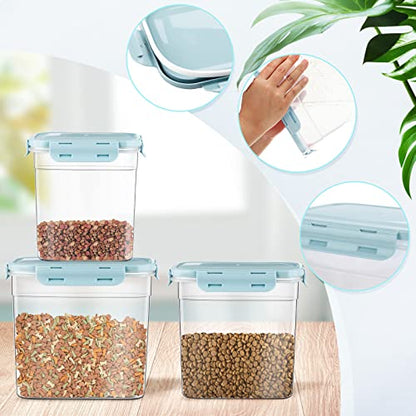 Patelai 6 Pcs Dog and Cat Food Storage Containers with Scoops Set Plastic Pet Food Storage Containers Stackable Airtight Dry for Kitchen 1.27 Qt, 2.4 Qt, 4 Qt(Blue) - color: Blue