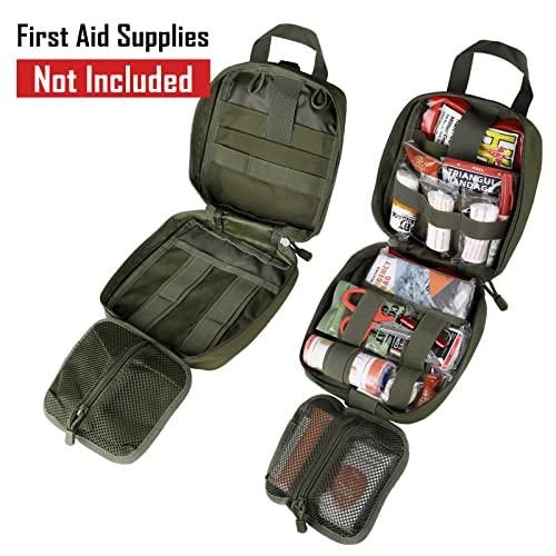 LIVANS 1000D First Aid Bag Empty, Medical Ifak Pouch for Emergency & EMT - color: Army Green(7.1"l X 3.5"w X 8"h)