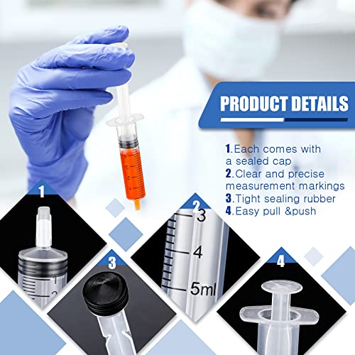 Zhengmy 100 Pack Bulk Plastic Syringe with Slip Tip, 5 ml