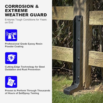 33.62" Fence Post Repair Kit, Fix Broken 4x4/6x6 Wood Post, 4Pack - color: 4 Pack/Black