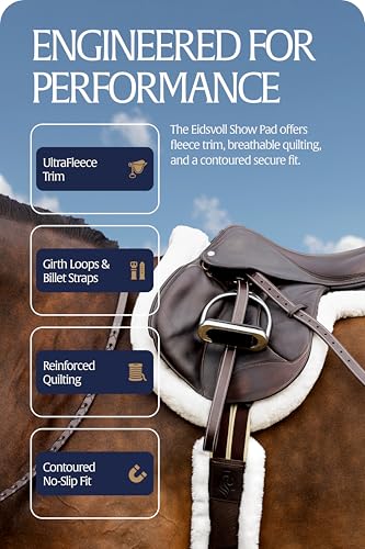 Equinavia Eidsvoll White English Saddle Pad, Ultra Fleece Trim Design - size: Medium