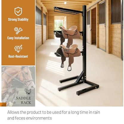 3 Tier Saddle Rack Heavy-Duty Saddle Stand for English and Western