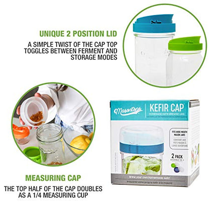 Masontops kefir lid mason jar lids wide mouth mason jar lids living culture grain drainer starter kit for home fermentation 2 packs - size: Kefir Cap 2PK