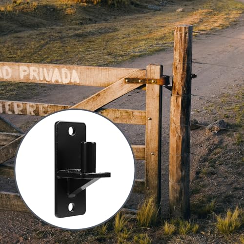 Wall Mount Gate Hinges, Black Farm Gate Hinge, 2 Pack Chain Link Fence Gate Hinge with 5/8 Hinge Pin (Screws Included), Heavy Duty Gate Hinges for Metal Gates Wooden Fences… - color: Black-2PCS