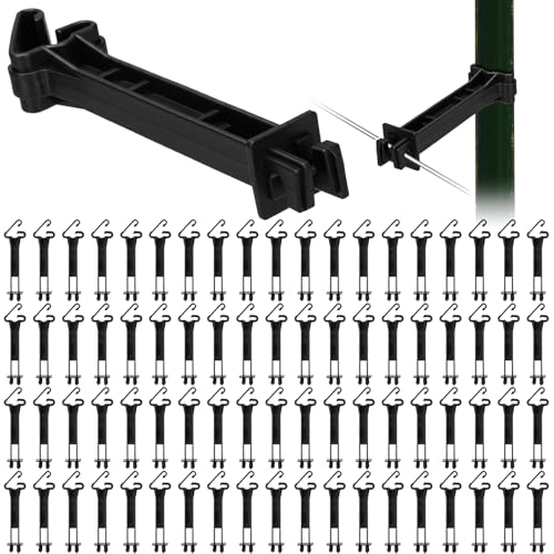 Pangda 200 Pcs 5 Inch Snap Type Insulator Electric Fence T Post, Black - color: Black