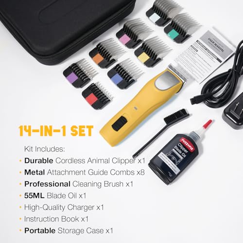 Professional Dog Grooming Clippers 2-Speed Detachable 10# Blade - color: Citrus Yellow