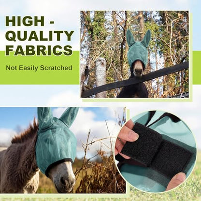 1 Pcs Mini Donkey Fly Mask with Ear Protection, Mint Green - size: Mini Donkey