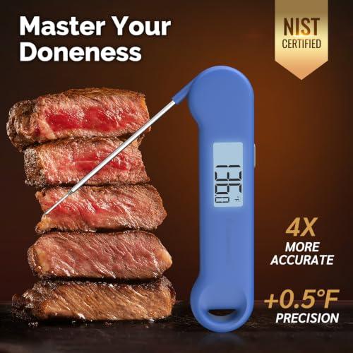 0.5 Sec Instant Read Grill Meat Thermometer Digital Food Cooking BBQ, Blue - color: Blue