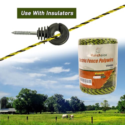 Electric Fence Polywire 1/8Mile (660Ft/200M), 9 Strands Stainless Steel Conductors, More Reliable Conductivity, Rust and UV Resistant, 3mm(1/8inch) Portable Electric Fencing Wire