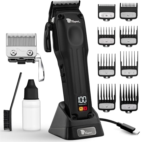 Fagaci Professional Hair Clippers for Men, Cordless Barber Kit, Brushless | Fade and taper blades, swap in one click, Ceramic or DLC blades, cool operation, 3x motor durability, 5x blade sharpness - color: Black