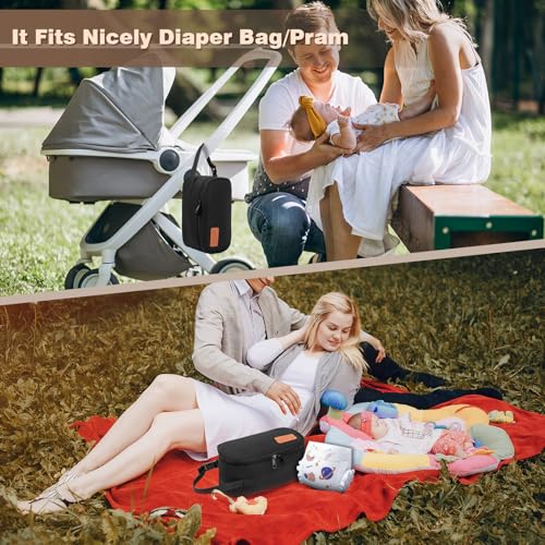 Small Portable Breast Milk Cooler Travel Bag with 2 Ice Packs, TSA Approved, Keeps Frozen Breast Milk Cold 8-10 hrs; fits 5-7 Flat Milk Storage Bags - Diaper Bag Size for Working & Traveling Moms