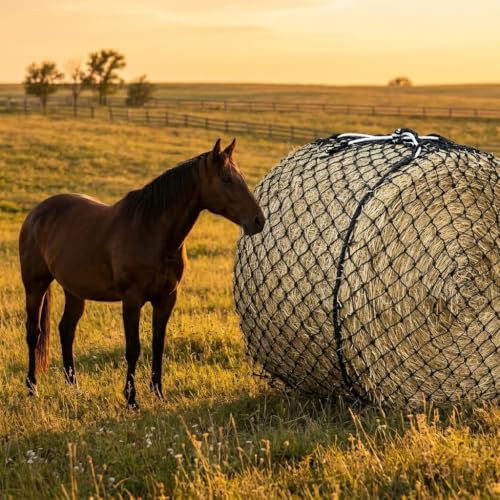 6x6ft Round Bale Hay Net Heavy Duty Knotless Slow Feeder Forage Mesh