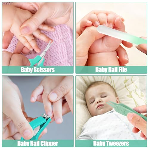 Baby Healthcare and Grooming Kit for Newborn Kids, 31PCS Upgraded Safety Baby Care Kit, Newborn Nursery Health Care Set, Baby Care Products (Green) - style: GREEN-31