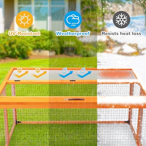 COZIWOW Chicken Coop Run Portable Chicken Cage Pens Rabbit Hutch, Orange - color: Orange