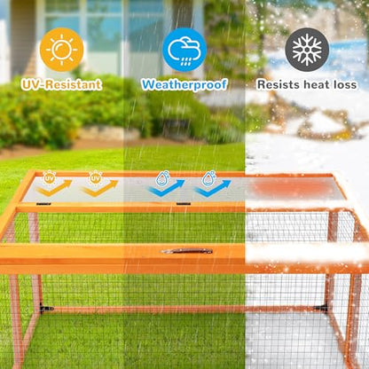 COZIWOW Chicken Coop Run Portable Chicken Cage Pens Rabbit Hutch, Orange - color: Orange