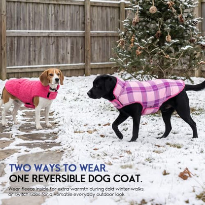ASENKU Dog Winter Coat, Reversible Dog Jacket for Small Medium Large Dogs - color: Hotpink, size: Small