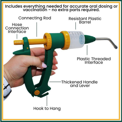 IVS 50cc Livestock Drench Gun Set with Hook Cannula