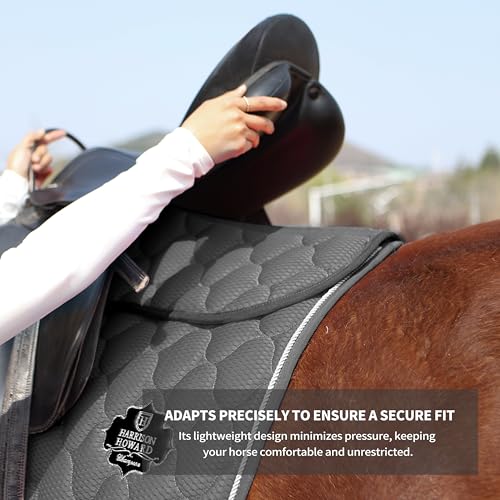 Harrison Howard Mesh Riding Half Pad for English Saddle Comfortable Cushioning Reduce Pressure on Horse’s Back - color: Grey