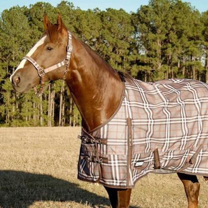 Jeffers Poplar Head Refuge 1200 Denier Turnout Blanket, 75" – Waterproof & Breathable Horse Blanket, 240g Insulation, Plymouth Brown Plaid, Adjustable Fit for Comfort & Safe Use, Durable Design - size: 75 in