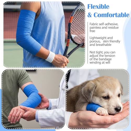 Treela 64 Pack 2" X 5 Yards Self Adhesive Bandage Wrap Blue - color: Blue, size: 2 Inch X 5 Yard