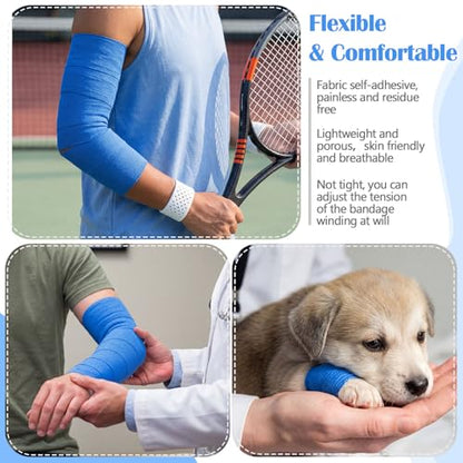 Treela 64 Pack 2" X 5 Yards Self Adhesive Bandage Wrap Blue - color: Blue, size: 2 Inch X 5 Yard