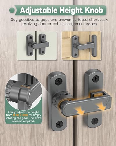 Adjustable Barn Door Locks, 90/180 Degree Gate Latch, Grey-2 Pcs - color: Grey-2 Pcs