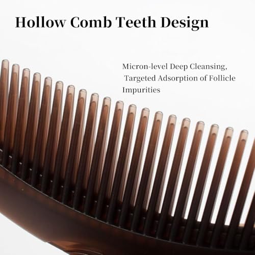 Dandruff Comb with Self-Cleaning Hollow Teeth & Massage Handle - Scalp Detox Comb for Flakes, Build Up Removal, Scalp Exfoliating Hair Brush for Women/Men/Kids - color: Brown