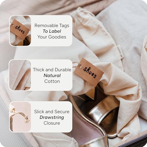 LEAFICO Reusable Produce Storage Bags - XX-Large 19x23 3 Pack - Breathable Muslin Fabric Sacks with Drawstrings – Dust-Proof Travel Cotton Bags for Laundry, Clothes, Purses - size: XX-Large 19x23"(3pack)